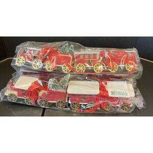 Vintage Midwest of Cannon Falls‎ Paper Trains Christmas Ornaments Set Of 4 NEW